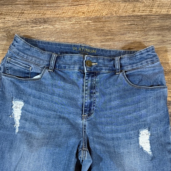 Chico’s Platinum Jeans with Rips & Rhinestone - Picture 2 of 10